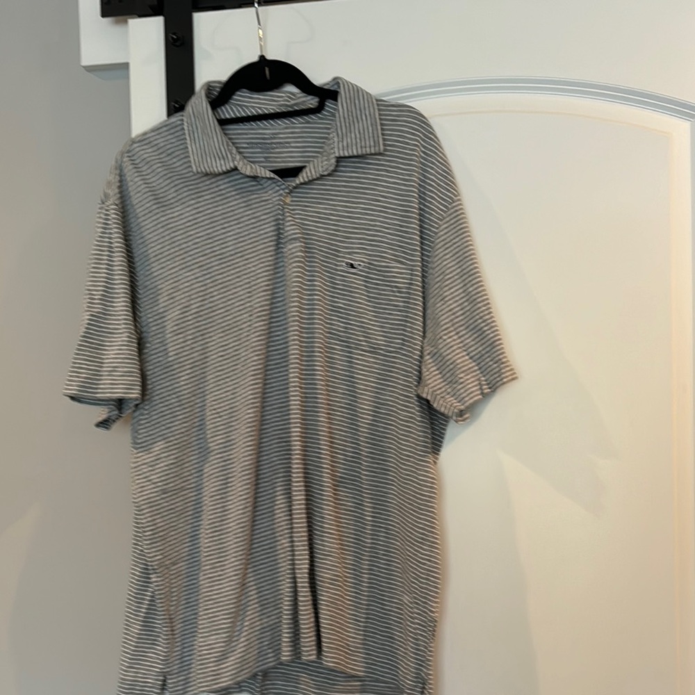 Vineyard Vines Gray Striped Polo Shirt